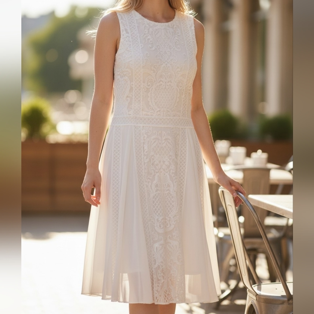 TADASHI SHOJI | Ivory Embroidered Lace Bridal Wedding Formal Special Dress | 6